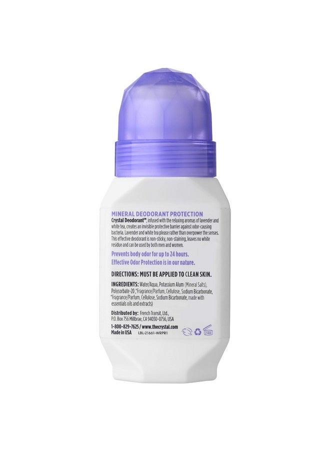 CRYSTAL Deodorant Aluminum Free Mineral Deodorant Roll-On for Women & Men, Lavender & White Tea - Paraben Free - Certified Cruelty Free & Vegan Deodorant - Prevents Odor Up to 24 Hours ,2.25 Fl Oz (Pack of 3),21661-3