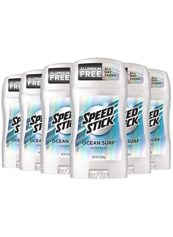 Speed Stick Underarm Deodorant for Men, Aluminum Free, Ocean Surf - 3 Ounce (Pack of 6)