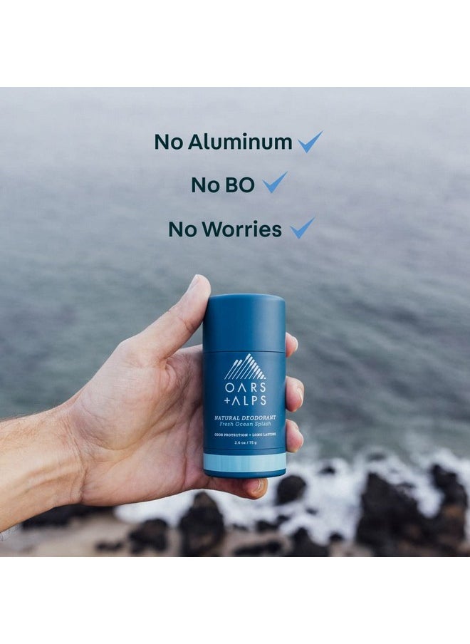 Oars + Alps Aluminum Free Deodorant for Men and Women, Dermatologist Tested and Made with Clean Ingredients, Vegan, Travel Size, Fresh Ocean Splash, 1 Pack, 2.6 Oz