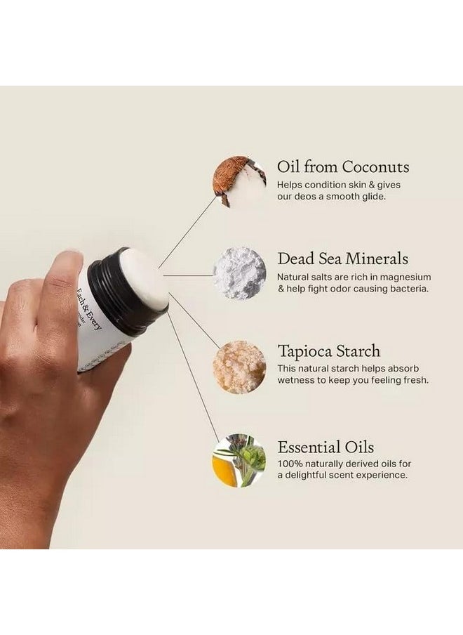 Each & Every All Natural Deodorant for Men & Women - Aluminum- Free, Sensitive Skin, Plant-Based, Baking Soda-Free, Long Lasting 24 Hr Odor Control - Coconut & Lime Travel Size Multipack, 2.5oz