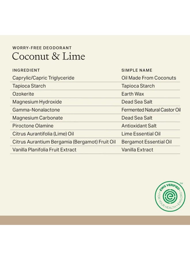 Each & Every All Natural Deodorant for Men & Women - Aluminum- Free, Sensitive Skin, Plant-Based, Baking Soda-Free, Long Lasting 24 Hr Odor Control - Coconut & Lime Travel Size Multipack, 2.5oz