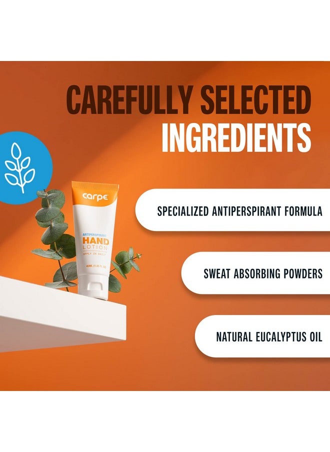 Carpe Antiperspirant Hand Lotion, A dermatologist-recommended smooth lotion that helps stop hand sweat, Great for hyperhidrosis (Original Eucalyptus)