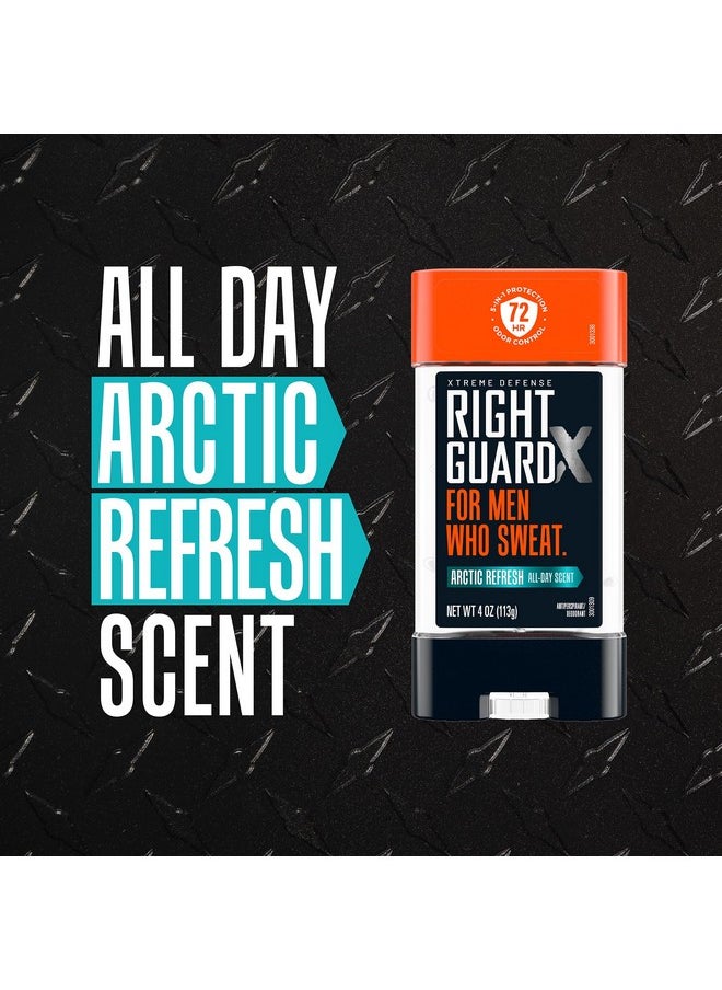 Right Guard Xtreme Defense Antiperspirant & Deodorant Gel | 5-in-1 Protection For Men | Blocks Sweat 2X Longer | 72-Hour Odor Control | Arctic Refresh Scent, 4 oz. (4 count)