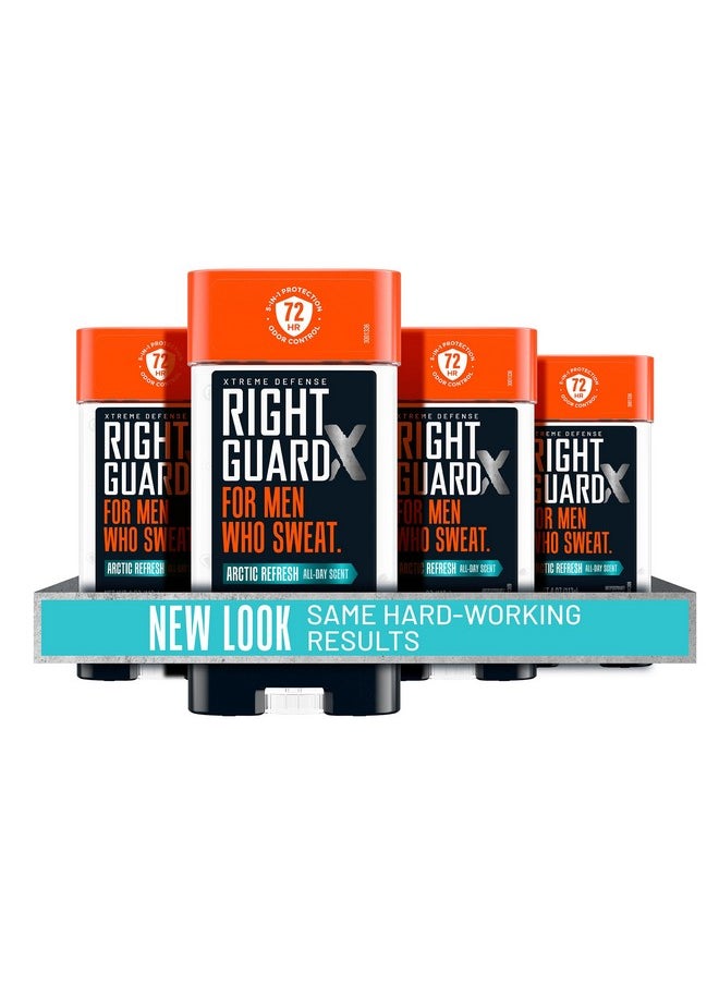 Right Guard Xtreme Defense Antiperspirant & Deodorant Gel | 5-in-1 Protection For Men | Blocks Sweat 2X Longer | 72-Hour Odor Control | Arctic Refresh Scent, 4 oz. (4 count)