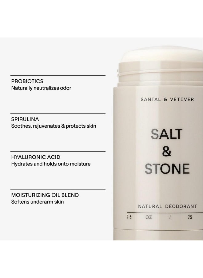 SALT & STONE Natural Deodorant - Santal | Extra Strength Natural Deodorant for Women & Men | Aluminum Free with Probiotics, Seaweed Extracts & Shea Butter (2.6 oz)