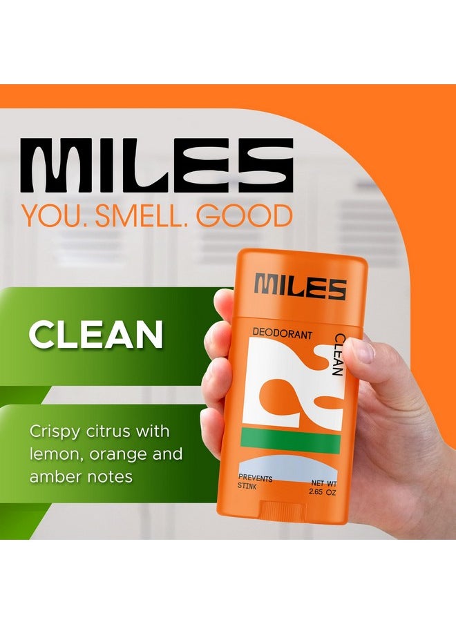 Miles Kids Deodorant for Boys and Girls - Aluminum Free Deodorant for Kids and Teens, Natural, Hypoallergenic, Made in USA - Clean Scent, 1-Pack