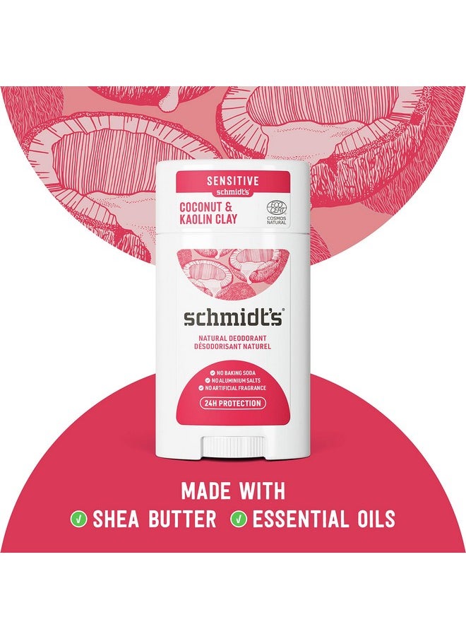 Schmidt's Aluminum Free Natural Deodorant Coconut & Kaolin Clay 2-pk for Women and Men, with 24 Hour Odor Protection, Certified Natural, Cruelty Free, Vegan Deodorant 2.65oz