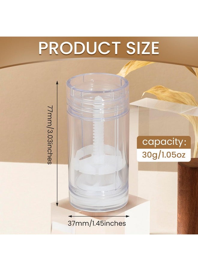 RONRONS 10 Pcs 30ml Empty Deodorant Containers Twist-up Filling Stick Clear Plastic Deodorant Bottles 1 Oz Refillable Deodorant Bottom fill Round Lip Balm Tubes for Home Travel Business Trip