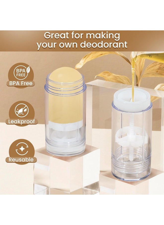 RONRONS 10 Pcs 30ml Empty Deodorant Containers Twist-up Filling Stick Clear Plastic Deodorant Bottles 1 Oz Refillable Deodorant Bottom fill Round Lip Balm Tubes for Home Travel Business Trip