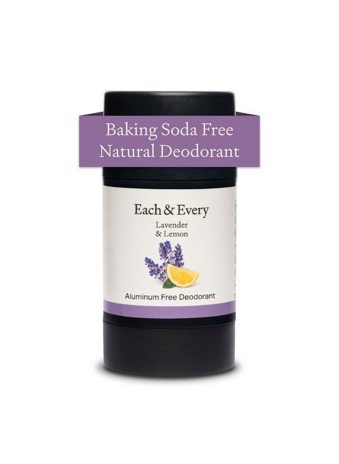 Each & Every All Natural Deodorant for Women & Men - Sensitive Skin, Plant-Based, Baking Soda & Aluminum-Free Deodorant - Clean Long Lasting 24 Hr Odor Control - Lavender & Lemon Travel Size, 2.5oz