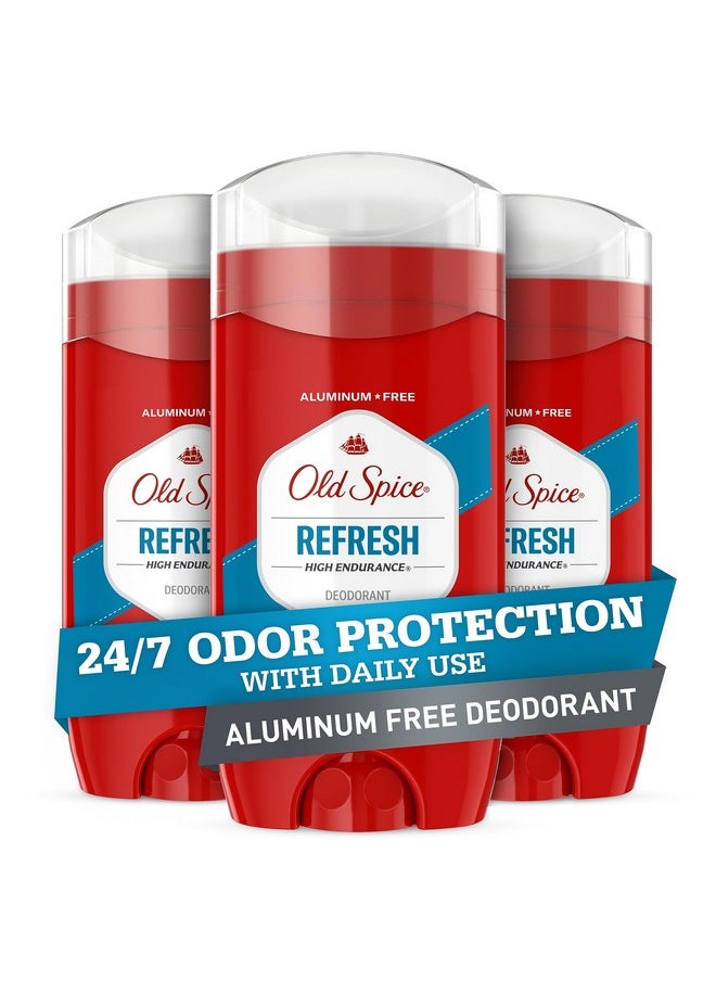 Old Spice High Endurance Deodorant for Men, Aluminum Free, 24/7 Odor Protection, Refresh Scent, 3 oz (Pack of 3)