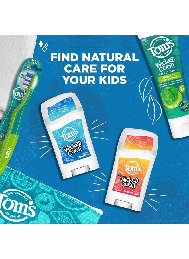Tom's of Maine Aluminum-Free Wicked Cool! Natural Deodorant for Kids, Summer Fun, 1.6 oz. (Pack of 3) (Packaging May Vary)