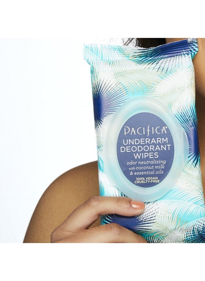 Pacifica Deodorant Wipes - Coconut Milk Underarm & Full Body Deodorant Wipes - Removes Sweat & Oil - Aluminum-Free - Natural Feminine Odor Control Clean Vegan & Cruelty-Free Dermatologist Tested