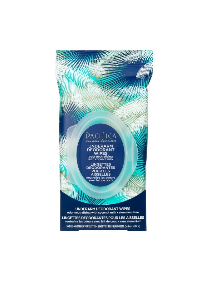 Pacifica Deodorant Wipes - Coconut Milk Underarm & Full Body Deodorant Wipes - Removes Sweat & Oil - Aluminum-Free - Natural Feminine Odor Control Clean Vegan & Cruelty-Free Dermatologist Tested