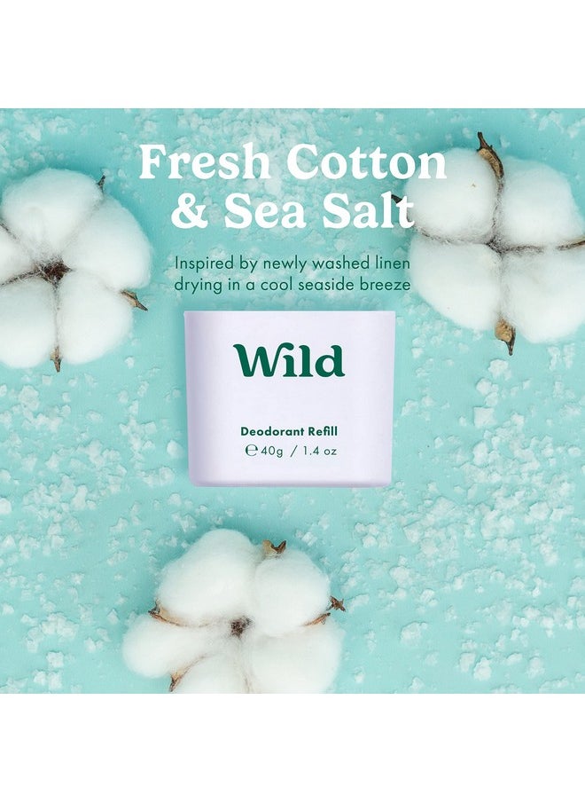 Wild - Natural Refillable Deodorant - Fresh Cotton & Sea Salt Refill Trio Pack - Vegan & Eco-Friendly - Aluminum Free - Long Lasting Protection - 100% Natural Ingredients - 3 Pack of 1.41oz Refills