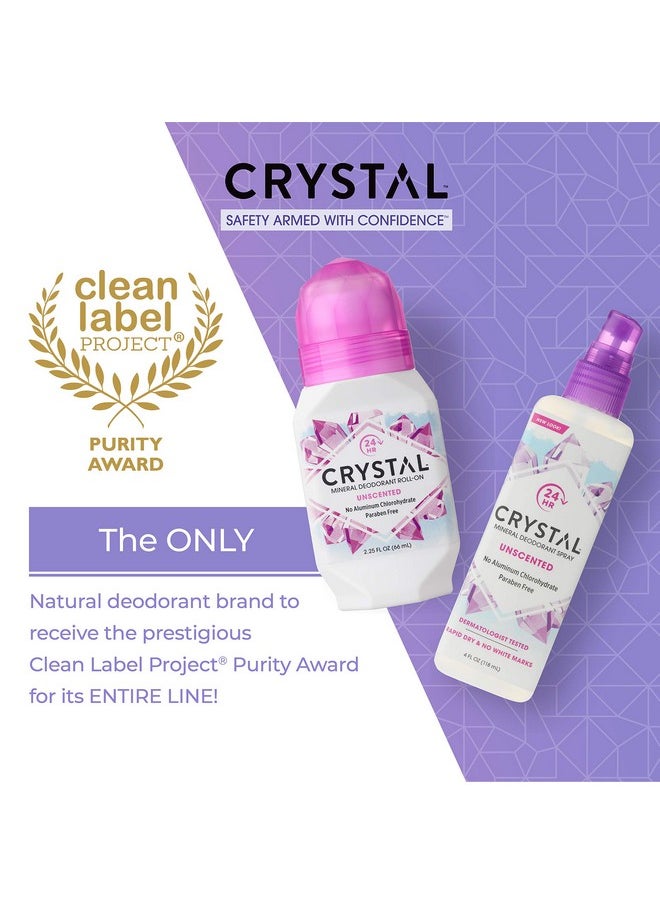 CRYSTAL Deodorant - Mineral Roll on Vegan Deodorant for Women and Men, Unscented - 2.25 fl. oz. (3 Pack) (Packaging May Vary)