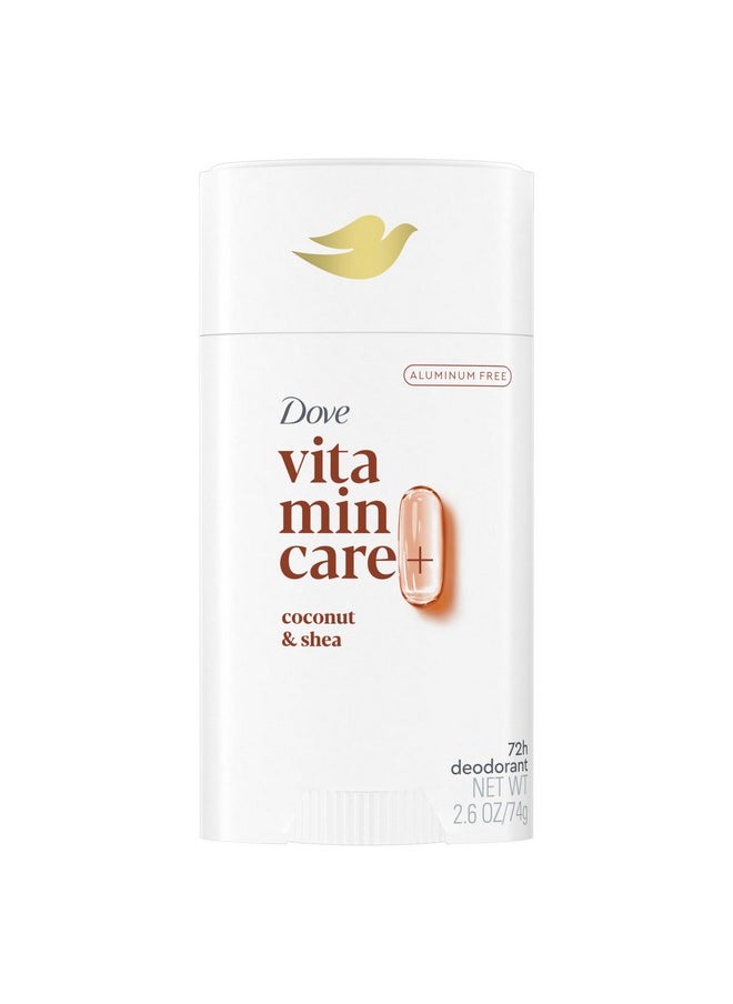 Dove VitaminCare+ Aluminum Free Deodorant Stick Coconut & Shea for 72H Odor Protection Breathable Deodorant for Women 2.6 oz