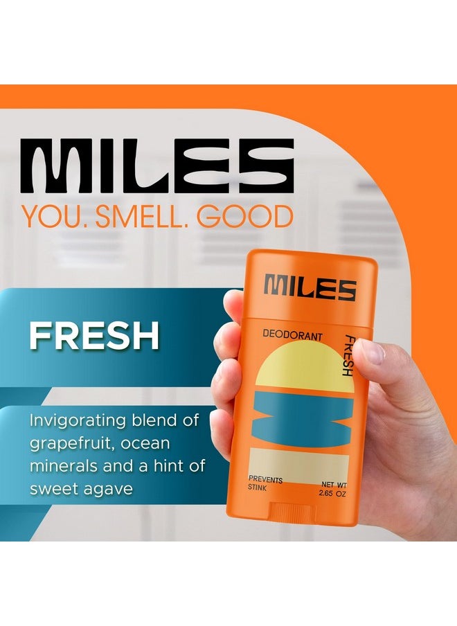 Miles Kids Deodorant for Boys and Girls - Aluminum Free Deodorant for Kids and Teens, Natural, Hypoallergenic, Made in USA - Fresh Scent, 1-Pack