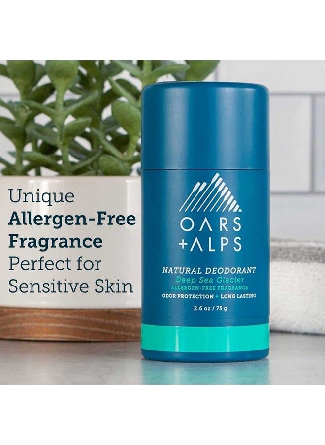 Oars + Alps Aluminum Free Deodorant for Men and Women, Dermatologist Tested and for Sensitive Skin, Vegan, Travel Size, Deep Sea Glacier, 1 Pack, 2.6 Oz
