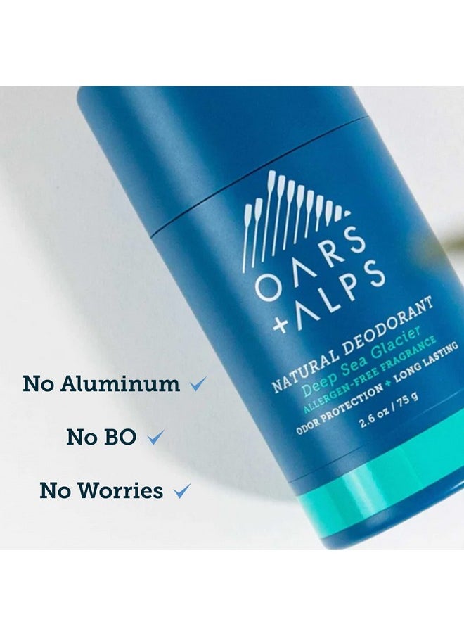 Oars + Alps Aluminum Free Deodorant for Men and Women, Dermatologist Tested and for Sensitive Skin, Vegan, Travel Size, Deep Sea Glacier, 1 Pack, 2.6 Oz