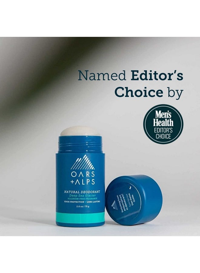 Oars + Alps Aluminum Free Deodorant for Men and Women, Dermatologist Tested and for Sensitive Skin, Vegan, Travel Size, Deep Sea Glacier, 1 Pack, 2.6 Oz