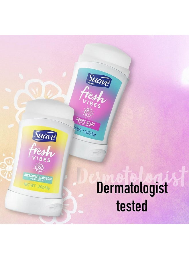 Suave Aluminum-Free Deodorant, Kids & Teen Girls - Fresh Vibes Berry Bliss & Awesome Blossom, 48H Protection, 1.2 Oz Ea
