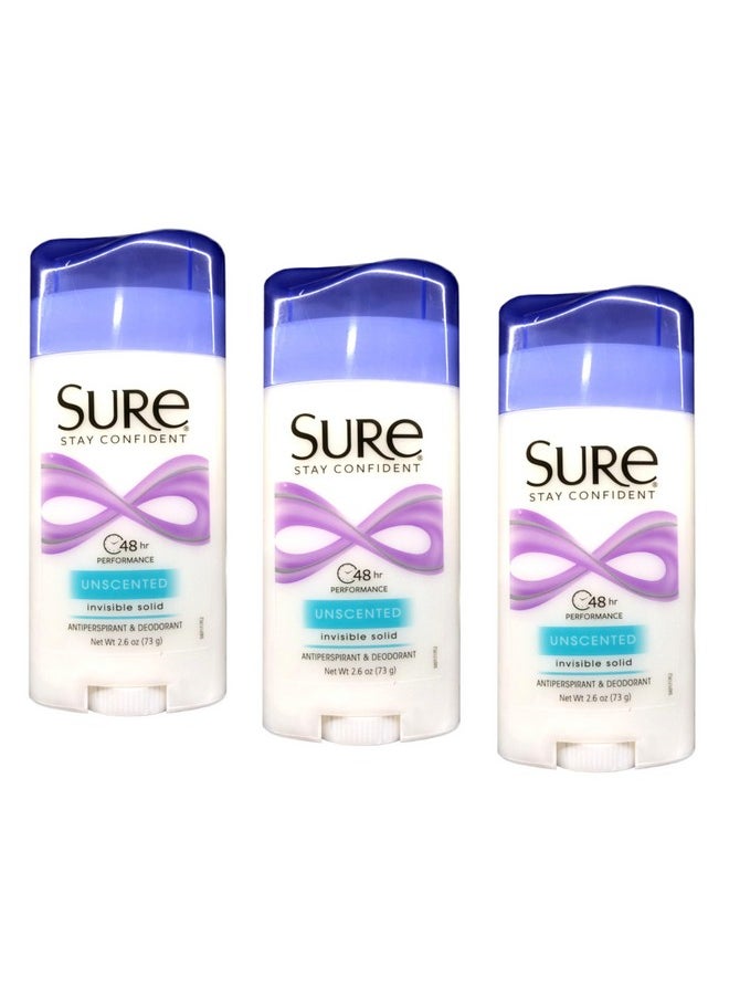 Sure Deodorant 2.6oz Invisible Solid Unscented (Pack of 3)