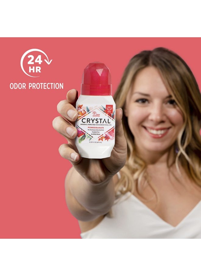 Crystal Mineral Deodorant Roll-On Body Deodorant With 24-Hour Odor Protection, Pomegranate, Non-Sticky Roll-On, No Aluminum Chlorohydrate, 2.25 FL OZ - 1 pack