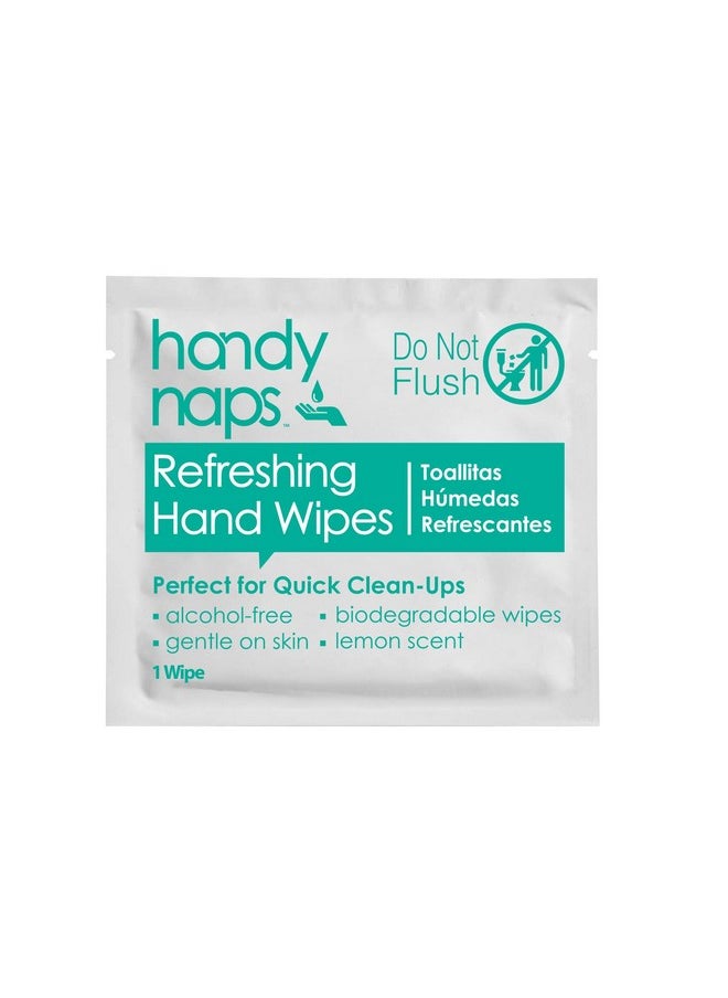Handynaps Alcohol-Free Hand Wipes With Fresh Lemon Scent, Gentle On The Skin - Box of 100 Individually Wrapped Wipes For Adults and Kids, Travel Essentials
