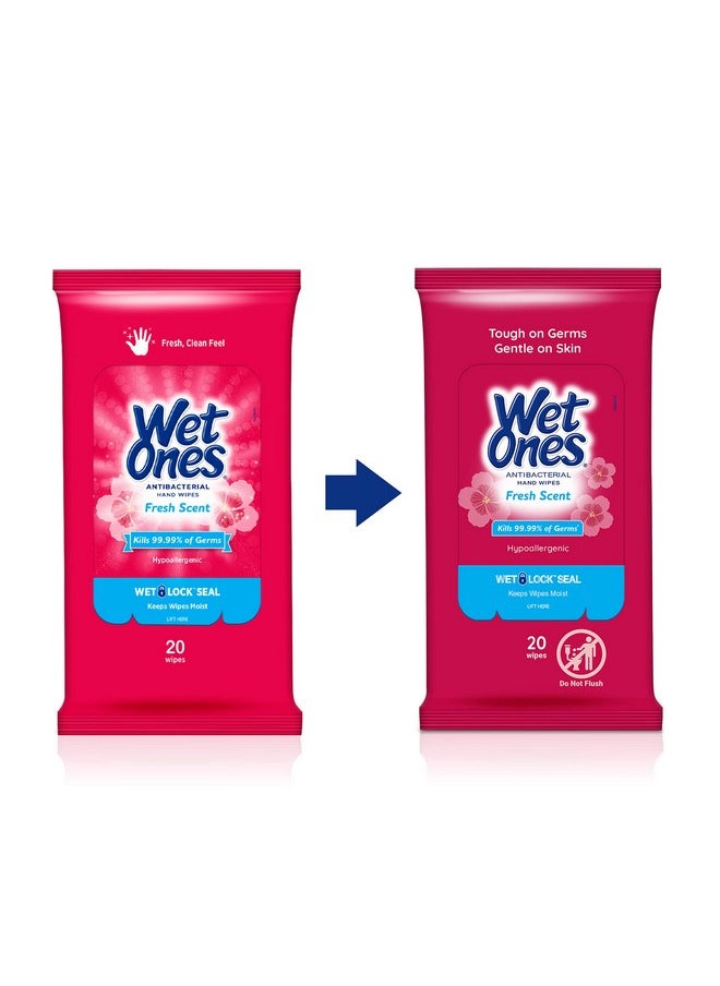 Wet Ones Antibacterial Hand Wipes Case, Fresh Scent | 20 ct. Travel Size (10 pack)