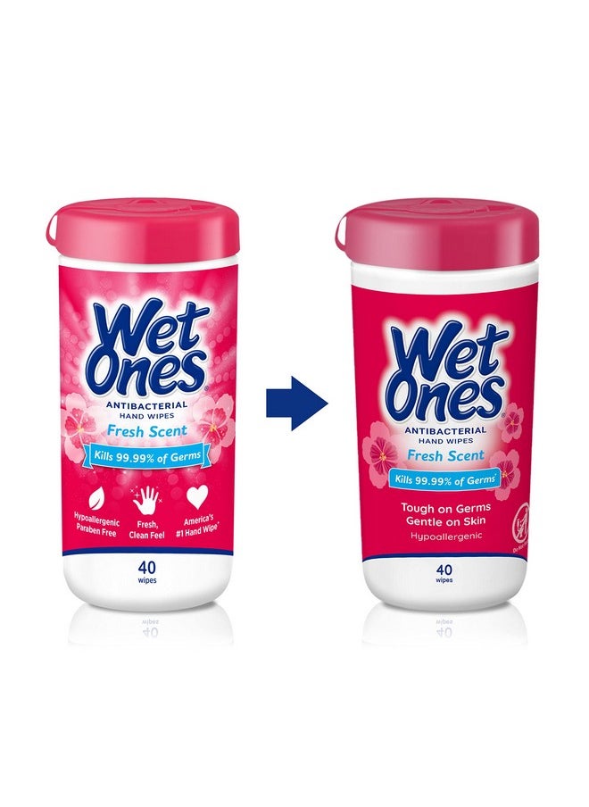 Wet Ones Antibacterial Hand Wipes, Fresh Scent Wipes | Antibacterial Wipes, Hand Sanitizer Wipes, Wet Ones Wipes, 40 ct. Canister (6 pack)