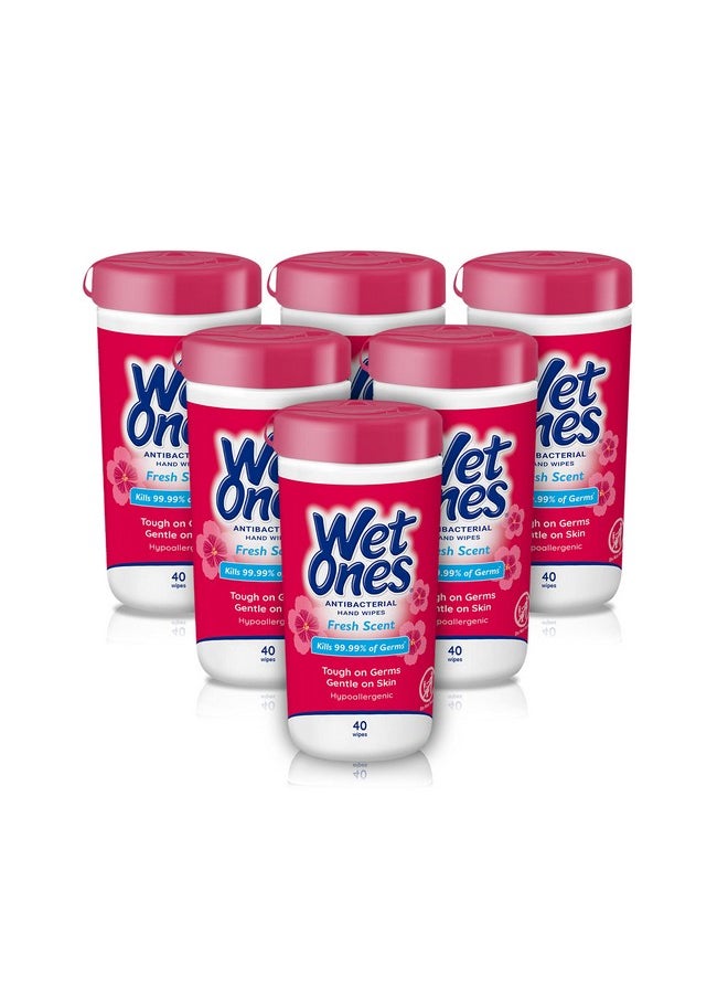 Wet Ones Antibacterial Hand Wipes, Fresh Scent Wipes | Antibacterial Wipes, Hand Sanitizer Wipes, Wet Ones Wipes, 40 ct. Canister (6 pack)