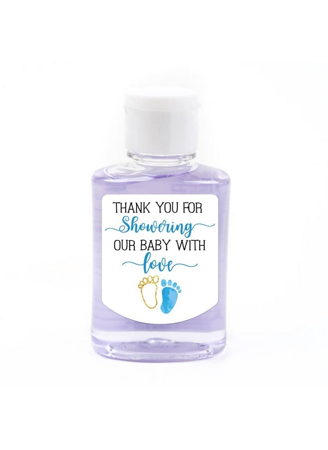 Hand Sanitizer Labels Thank You for Showering Our Little One with Love Stickers, Baby Shower Favor Party Favors Boy., Blue,1.26inches x 1.39inches