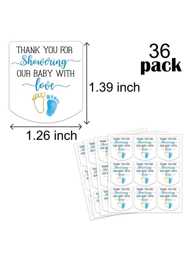 Hand Sanitizer Labels Thank You for Showering Our Little One with Love Stickers, Baby Shower Favor Party Favors Boy., Blue,1.26inches x 1.39inches