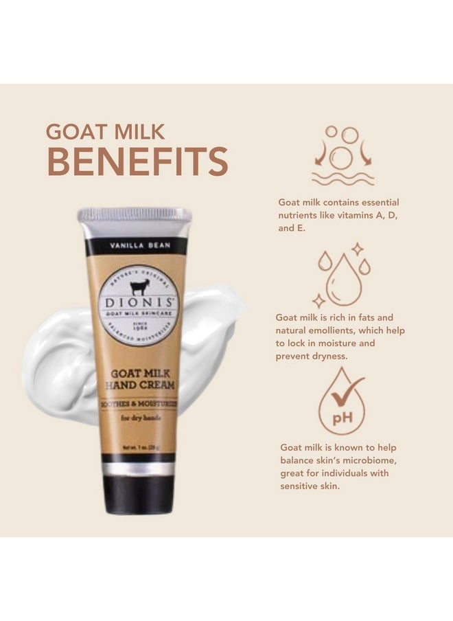 Dionis Goat Milk Skin Care Vanilla Bean Scented Hand Cream Set - Cruelty Free Travel Size Hand Lotion For Hydrating & Moisturizing Dry Skin - Paraben Free Formula Made In The USA, 1 oz Set of 4