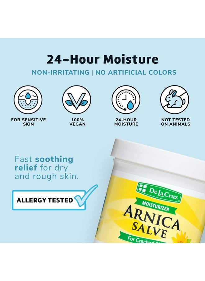 De La Cruz Arnica Salve, Foot Cream for Dry and Cracked Feet and Moisturizing Hand Salve for Dry Hands, 24 Hour Moisture for Dry and Rough Skin - JUMBO SIZE 5.5 OZ