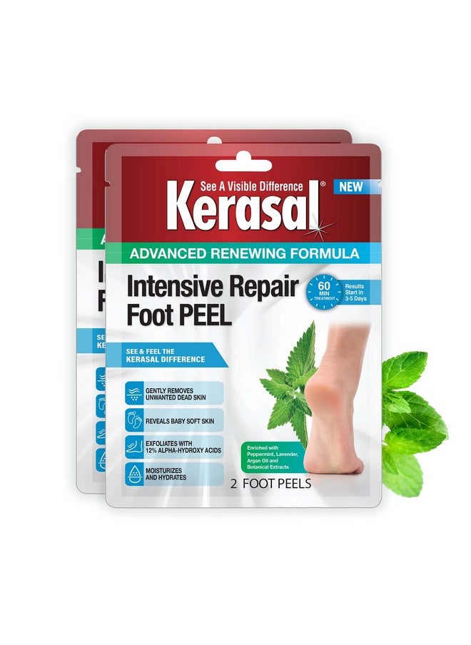 Kerasal Intensive Foot Repair, Skin Healing Ointment for Cracked Heels and Dry Feet, 1 Oz and Kerasal Intensive Repair Foot Peel for Dry Feet, 2 Pairs