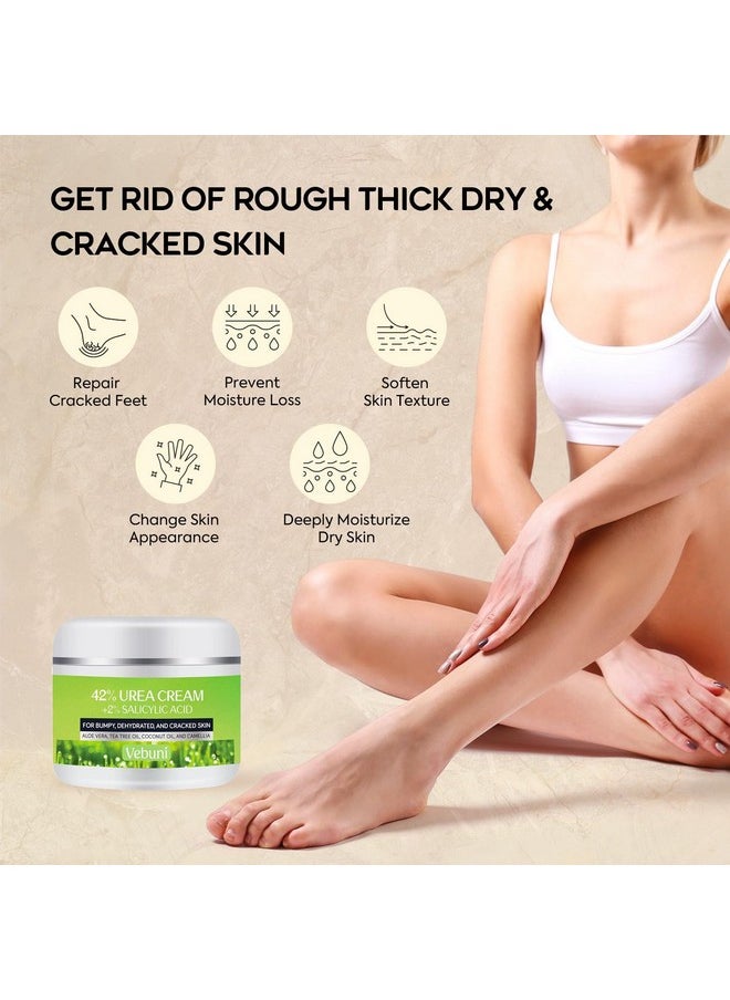 Vebuni Urea Cream 42% Foot Cream Salicylic Acid 4 Oz, Upgraded Callus Remover For Feet, Knees& Elbows, Intensive Moisturizes & Softens Skin, Exfoliates Dead Skin