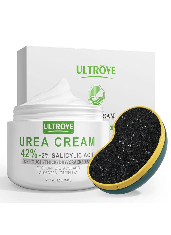 Ultrove Urea Cream 42% - 2% Salicylic Acid Foot Moisturizer - Callus & Dead Skin Remover, Repairing Foot File, 3.5 oz