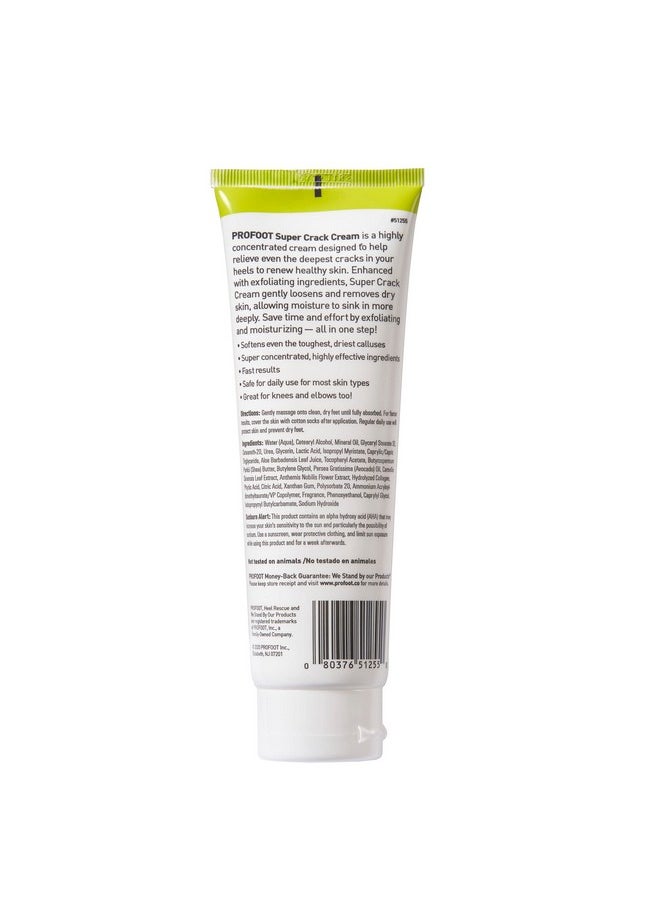 PROFOOT Heel Rescue Super Crack Foot Cream, Concentrated AHA Blend & Shea Butter, Moisturizes, Exfoliates, Softens & Aids Cracked Heel Repair, 4.4 Ounce