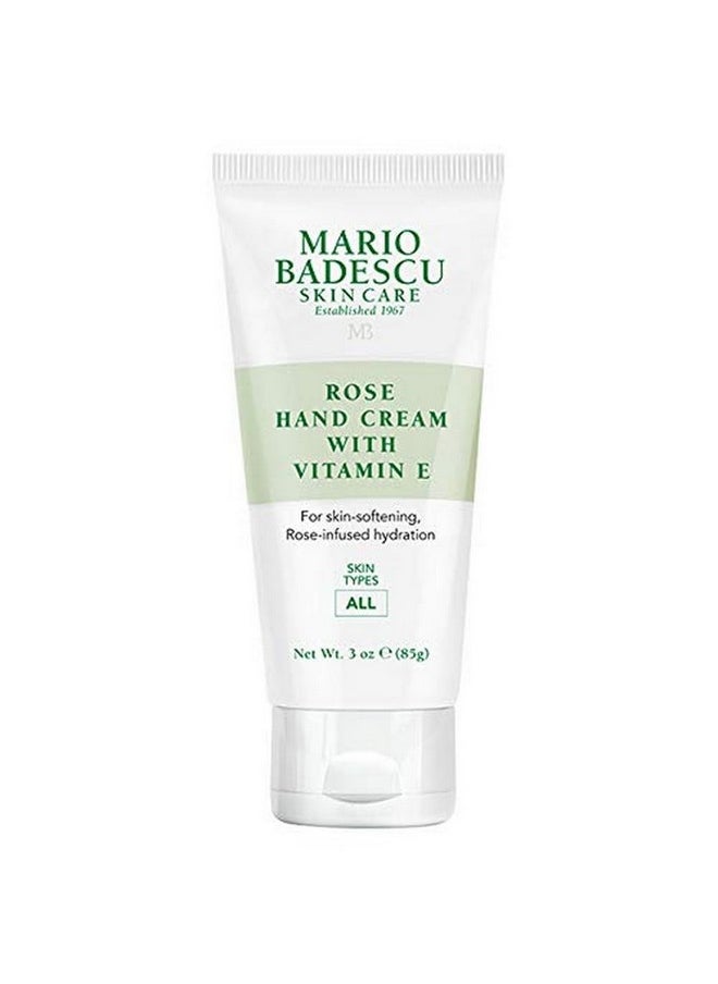 Mario Badescu Rose Hand Cream with Vitamin E for Men and Women, Non-Greasy, Light and Fast-Absorbing Hand Cream for Dry Cracked Hands, Ideal for All Skin Types, 3 Oz