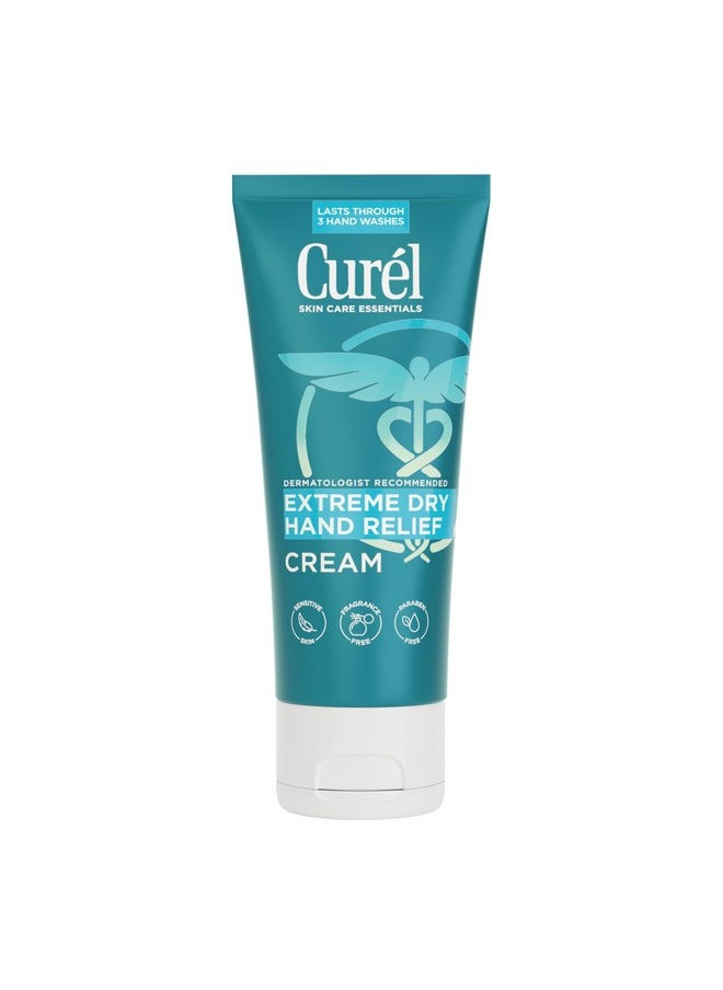 Curel Extreme Dry Hand Dryness Relief, Travel Size Hand Cream, Easily Absorbed for Long-Lasting Relief after Washing Hands, with Eucalyptus Extract, 3 Ounces