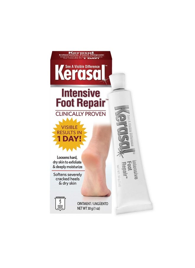 Kerasal Intensive Foot Repair, Skin Healing Ointment for Cracked Heels and Dry Feet, 1 Oz