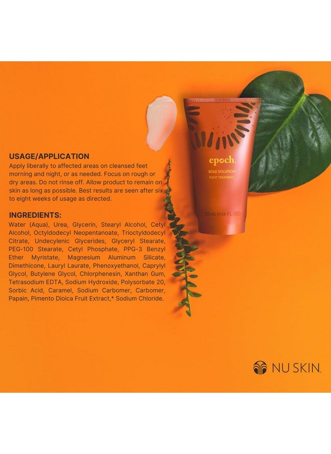 Nu Skin Epoch Sole Solution | Effective Foot Cream for Dry Cracked Heels and Feet | Foot Care with Urea Cream for Feet | Repair Foot Health | Moisturizer & Lotion for Clean Feet | 4 Fl Oz | 1 Pack