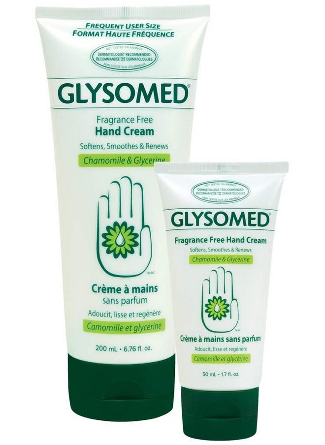 Glysomed Fragrance Free Hand Cream Pack (1 x Large Tube 200mL / 6.76 fl oz and 1 x Mini Travel Size Tube 50mL / 1.7 fl oz)