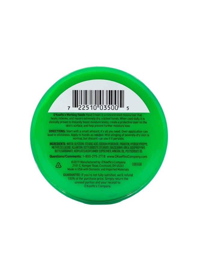 O'Keeffe's Working Hands Hand Cream for Extremely Dry; Cracked Hands; 3.4 Ounce Jar; (Pack 1)