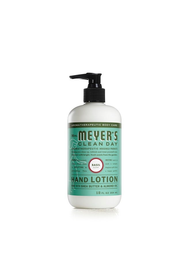 MRS. MEYER'S CLEAN DAY Hand Lotion for Dry Hands, Non-Greasy Moisturizer Made with Essential Oils, Basil, 12 oz