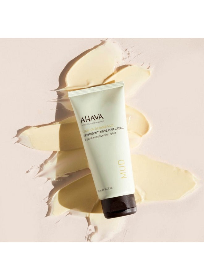 AHAVA Dermud Intensive Foot Cream - Intensely Hydrates, Moisturizes & Heals Dry Cracked Heels and Feet, Enriched with Patented Osmoter and Dermud, Hippophae Oil, Lavender Oil & Shea Butter, 3.4 Fl.Oz