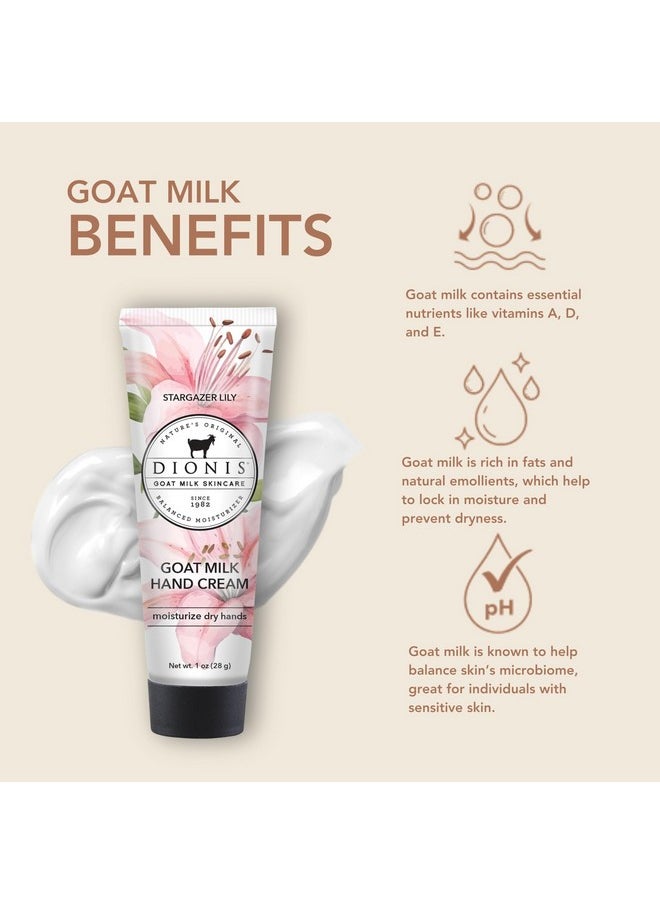 Dionis - Goat Milk Skincare Scented Hand Cream (1 oz) Set of 6, Moisturizing Lotion for Dry Skin, Good for Sensitive Skin, Cruelty-free and Paraben-free (Stargazer Lily)
