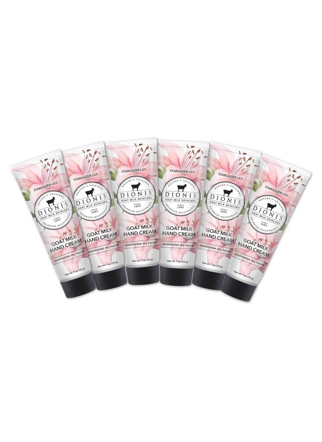 Dionis - Goat Milk Skincare Scented Hand Cream (1 oz) Set of 6, Moisturizing Lotion for Dry Skin, Good for Sensitive Skin, Cruelty-free and Paraben-free (Stargazer Lily)
